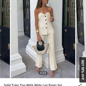 Commence- Elegant Cream Women's Pants & Jumpsuit Set